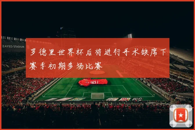 罗德里世界杯后将进行手术缺席下赛季初期多场比赛
